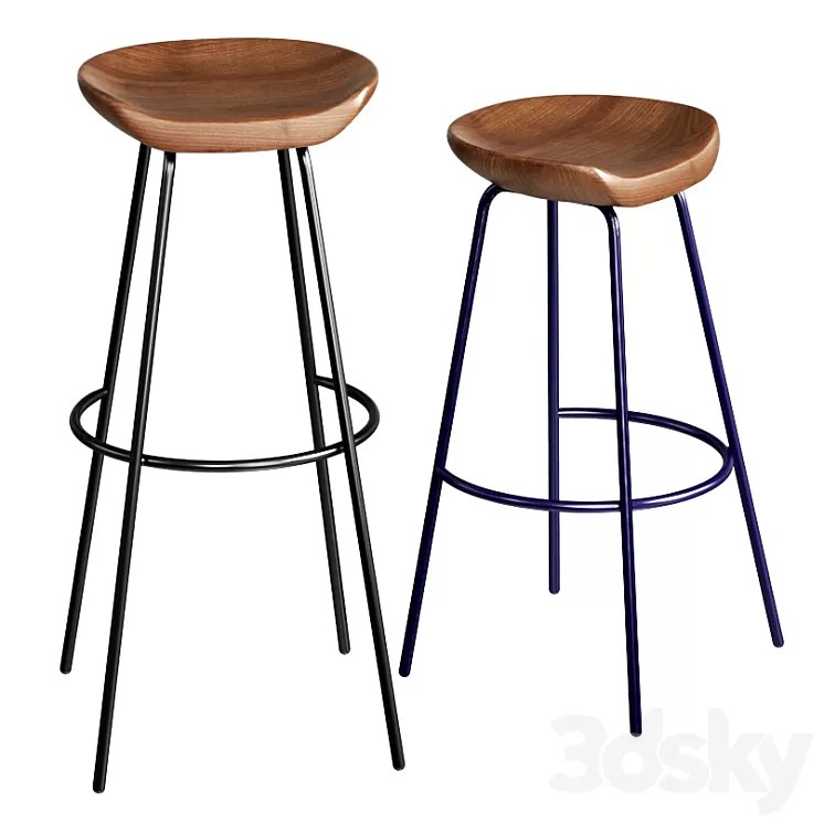 [3DSKY] WEST ELM Alden Bar & Counter Stools 3D Model NEW UPDATE 2023