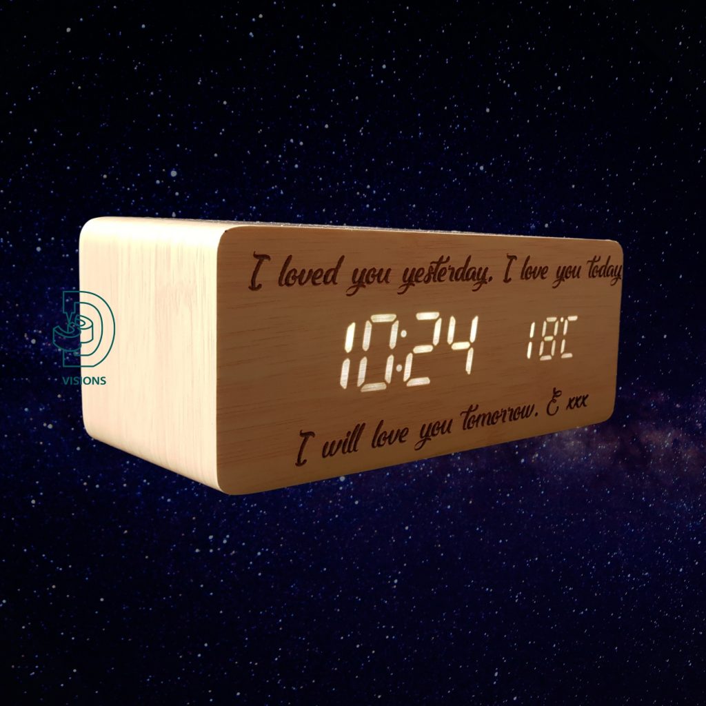 Personalised Alarm Clock with Wireless Phone Charger