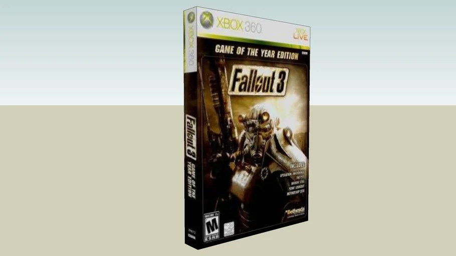 Fallout 3 Game of the Year Edition Xbox 360 game case 3D Warehouse