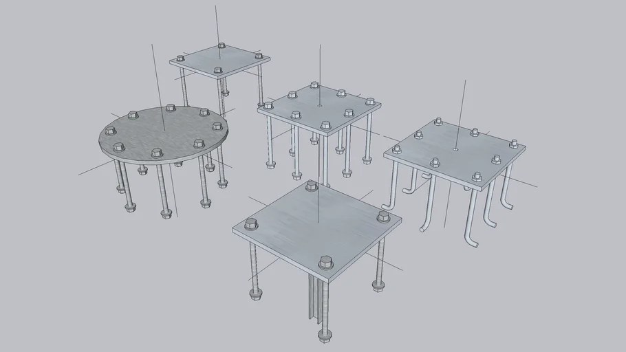 Five Types of Base Plates 3D Warehouse