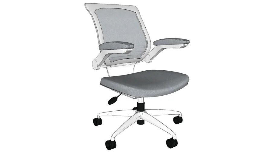 Modway_Edge White Base Office Chair in Gray 3D Warehouse