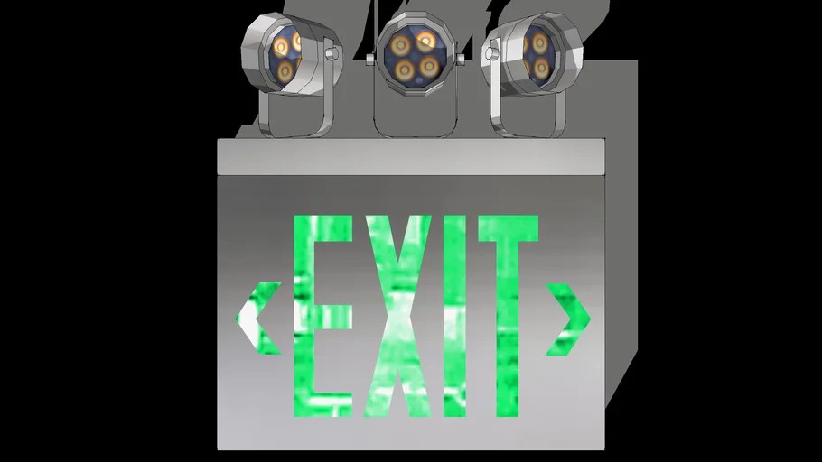 TripleLED emergency light w/ Exit sign. 3D Warehouse