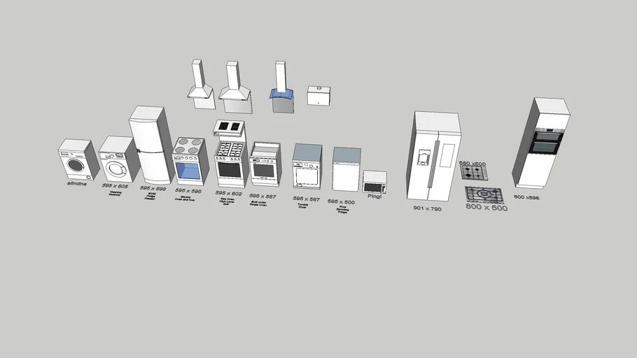 A Range of domestic White goods 3D Warehouse