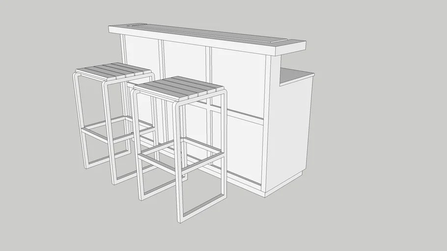 MINI BAR WITH STOOL 3D Warehouse