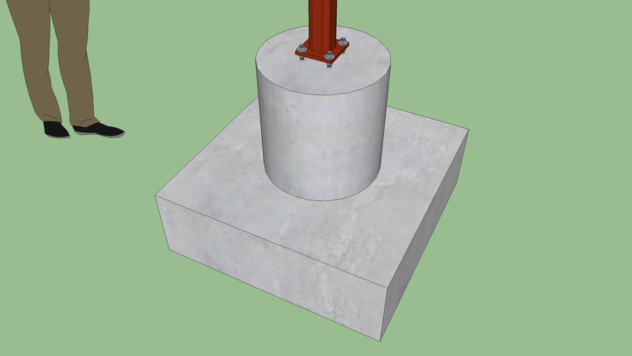 Steel Post with Concrete Footing 3D Warehouse