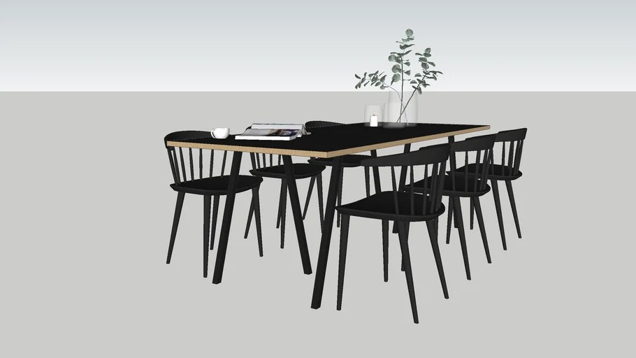 6 chair dining table 3D Warehouse
