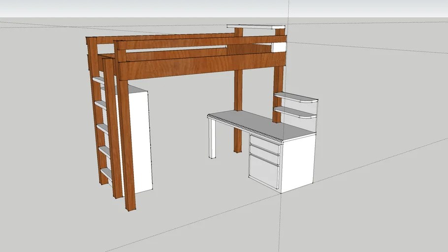 Loft Bed with desk 3D Warehouse