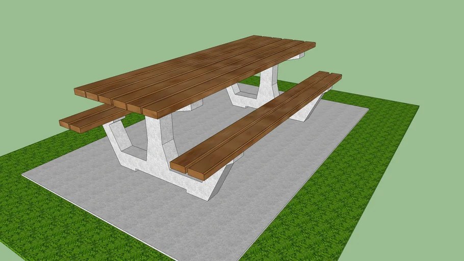 Mesa con bancos en el monte 3D Warehouse