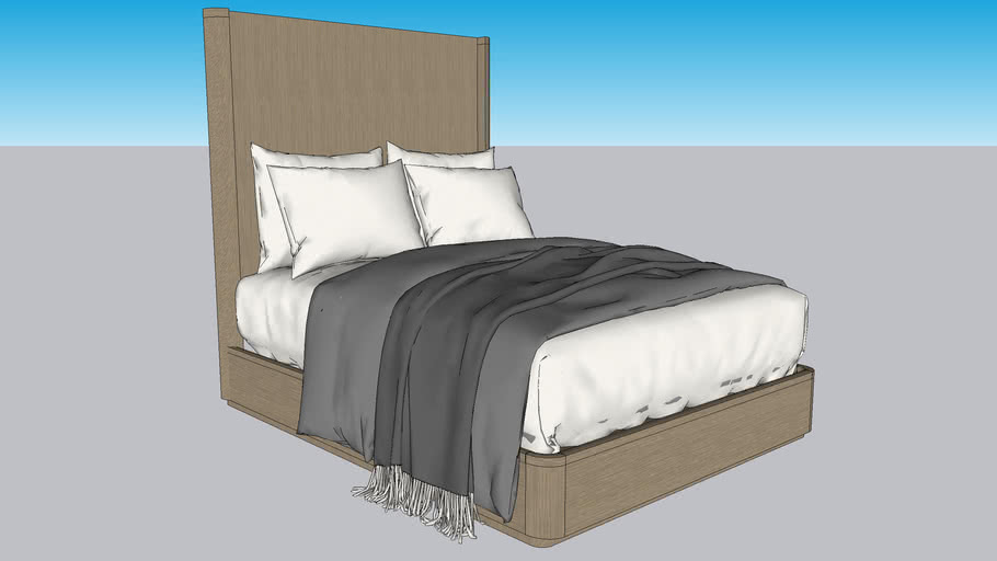Talc Hanson Upholstered Low Profile Standard Bed 3D Warehouse