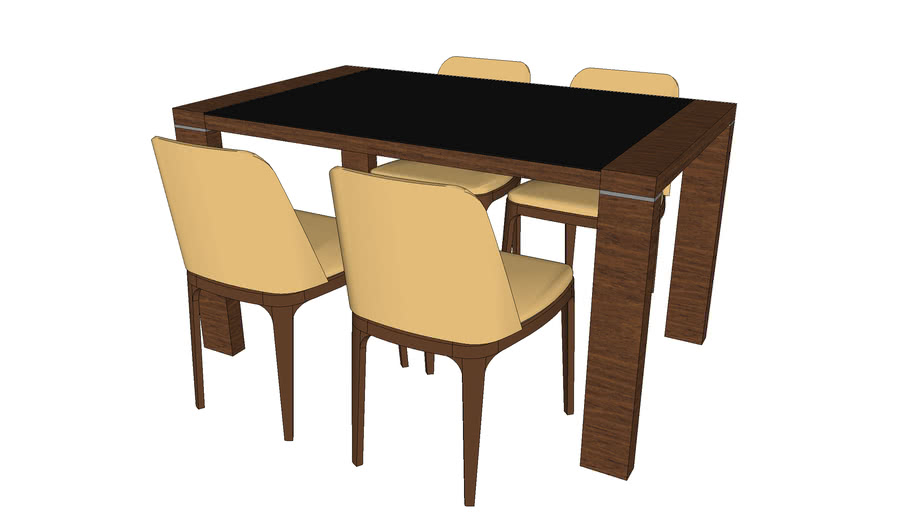 4 Seater Dining Set 3D Warehouse