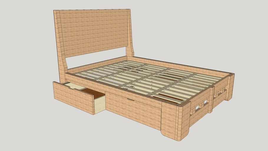 Queen size storage bed 3D Warehouse