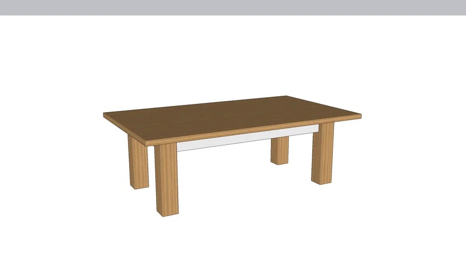Rectangular coffee table in light amazou wood and white painted wood