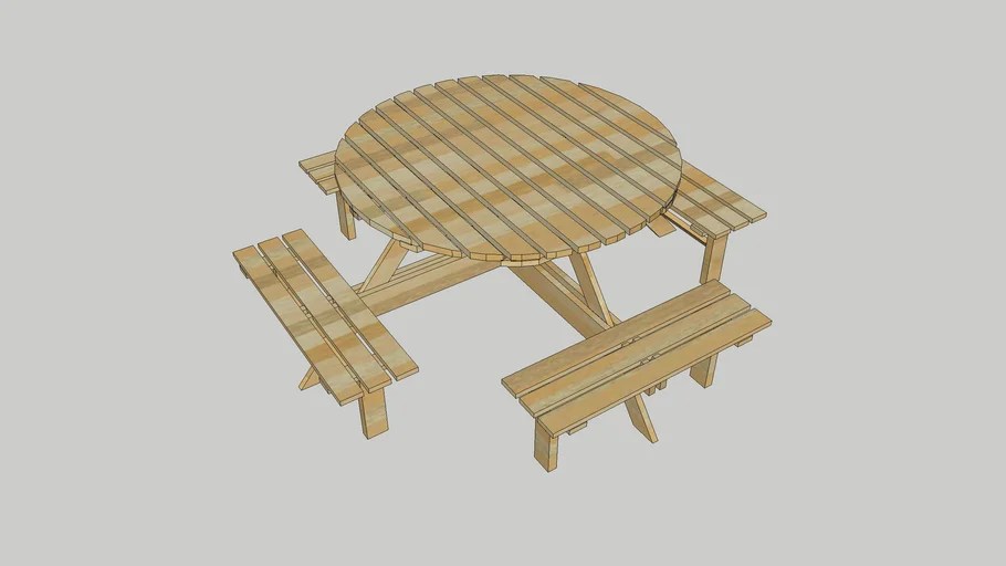 Circle / Round Wooden Picnic Bench 3D Warehouse