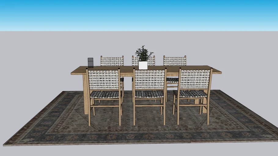 dining room set with white leather woven dining chairs 3D Warehouse