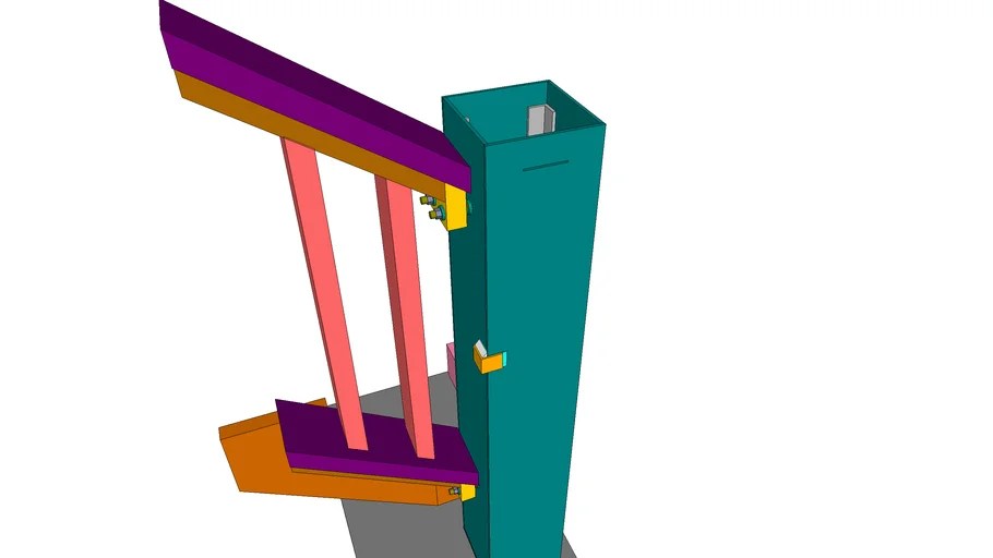 Aluminum Newel Post, with StandOff attachment to Stair Railing Assembly 3D Warehouse