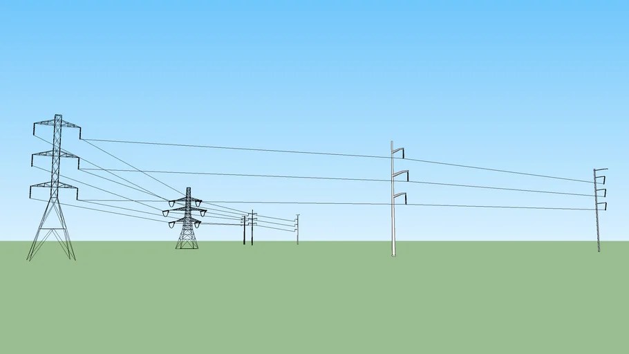 Power Lines made out of Aluminum 3D Warehouse