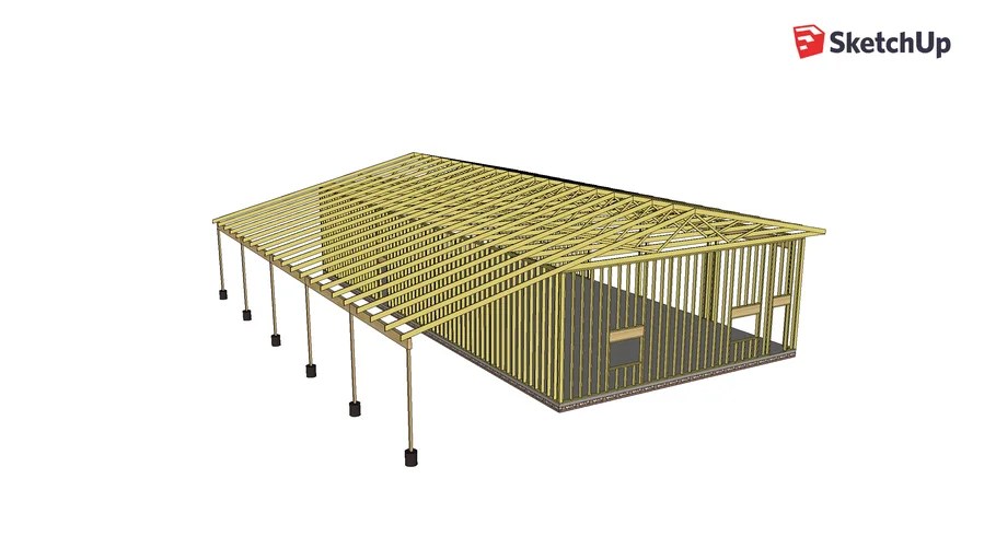 Pole Barn + Stick Build 40x80 3D Warehouse