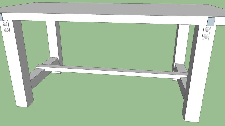 Reclaimed Wood & ZincTop Strap Rectangular Dining Table 3D Warehouse