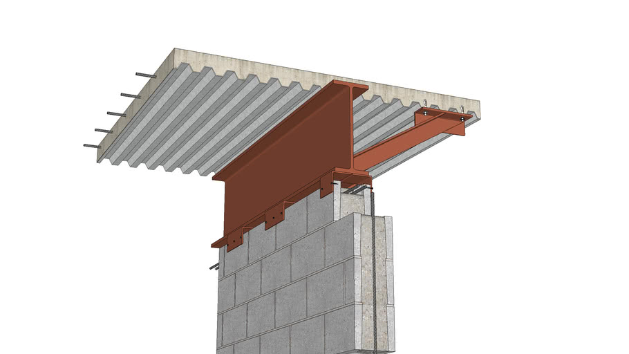 02.120.0230 Concrete masonry wall restraint Wall under steel beam 3D