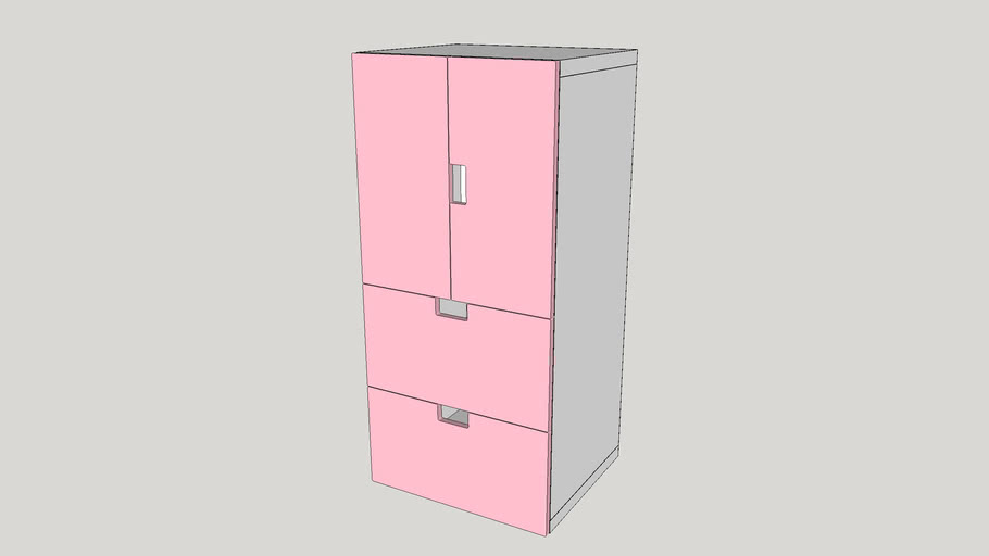 IKEA STUVA Storage combination with doors and drawers, white, pink 3D