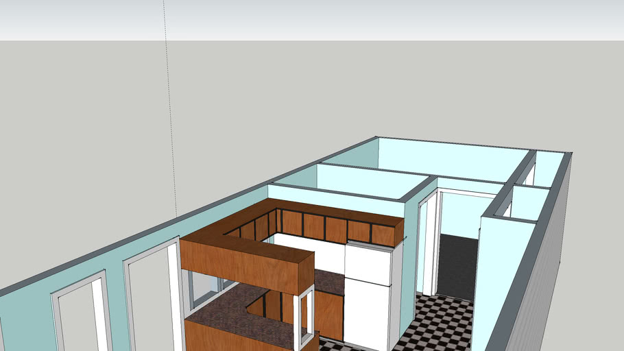 floor plan 1 bedroom 16X40 3D Warehouse