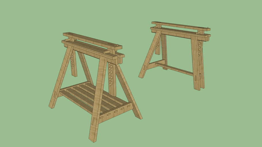 Tréteaux réglable en bois 3D Warehouse