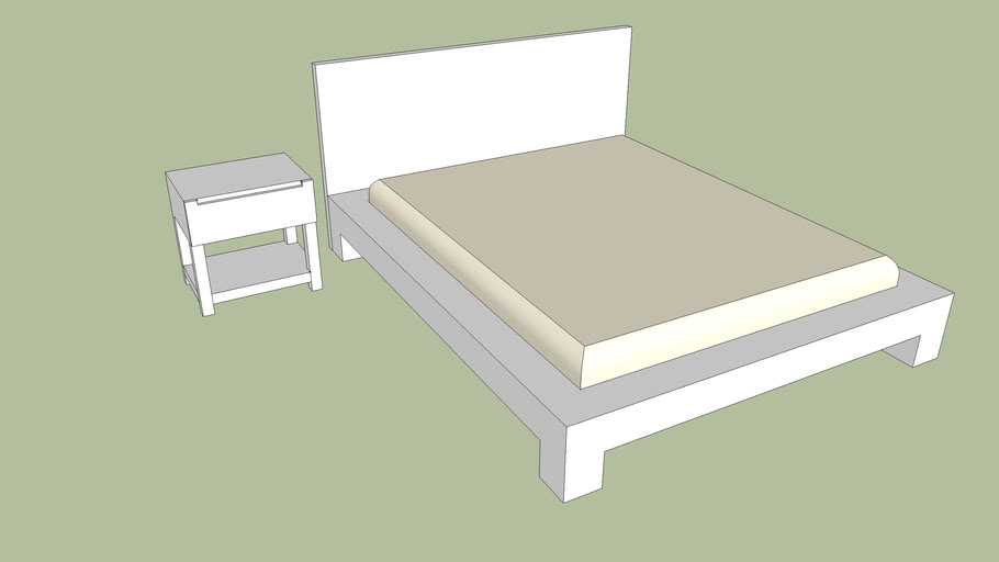 Low platform bed + Bedside table 3D Warehouse