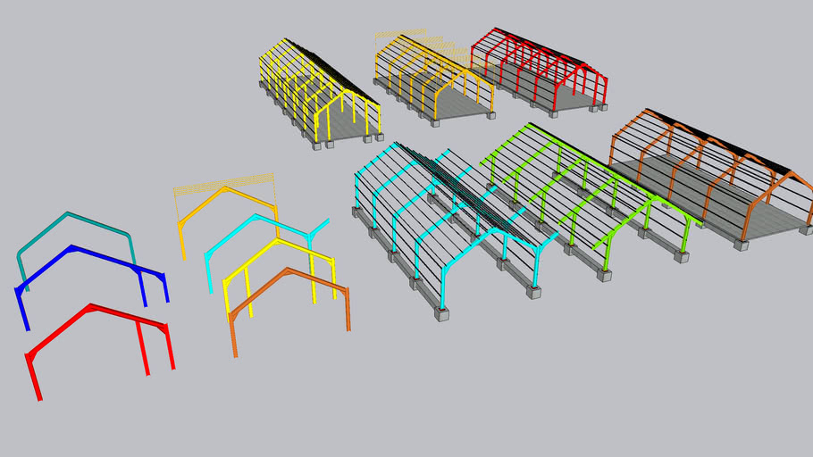 Six Different Types of Portal Frames 3D Warehouse