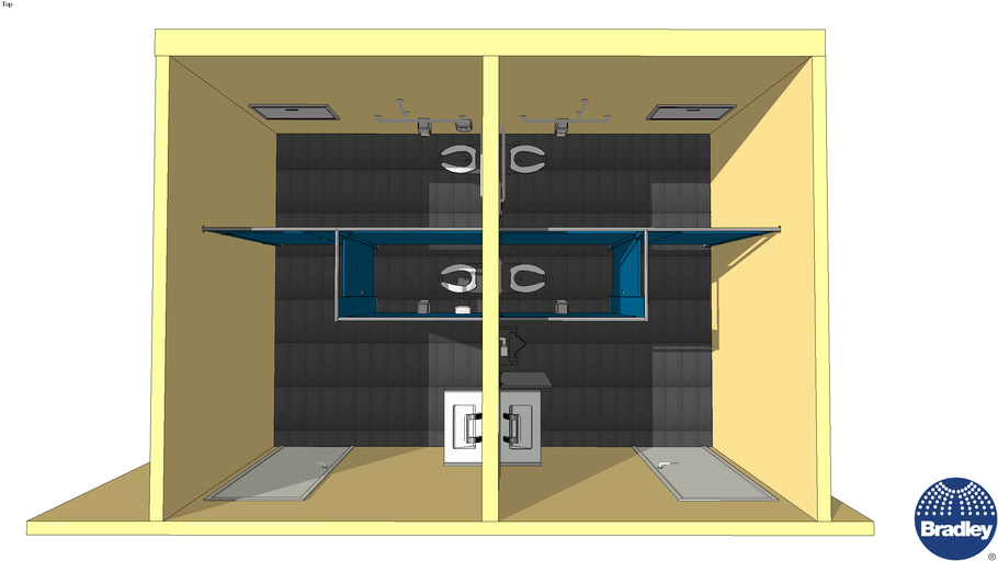 ADA Accessible Restroom 2 StallOmnideck with WashBar 3D Warehouse