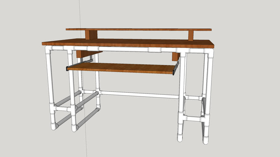 PVC Computer Desk Triple Monitor 3D Warehouse