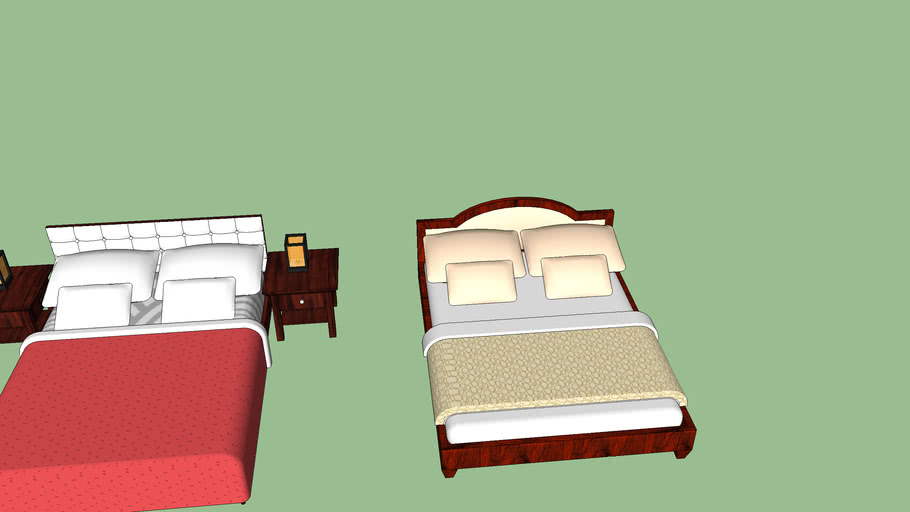 60 By 80 Bed Size Queen size bed 60 x 80 with two night stand and lamp 3D Warehouse