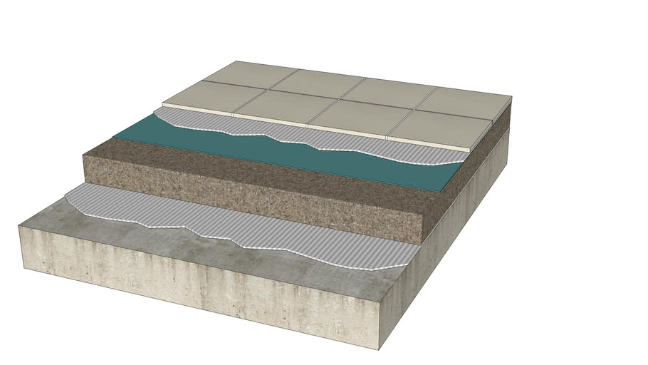06.130.F112 Tile floor Bonded mortar bed over concrete substrate 3D