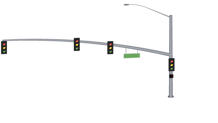 60' Mast Arm (3 Head) 615100 Caltrans Traffic Signal 3D Warehouse