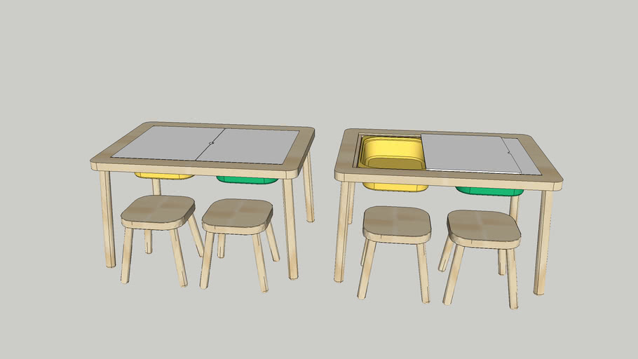FLISAT Children's table 83x58 cm with stool IKEA 3D Warehouse