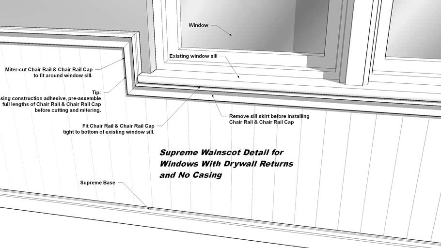 Supreme Wainscot Special Condition Window With Drywall Returns 3D