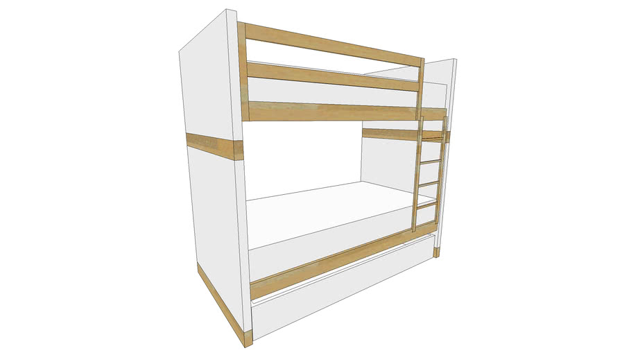 ROOM AND BOARD MODA BUNK BED W/ TRUNDLE 3D Warehouse