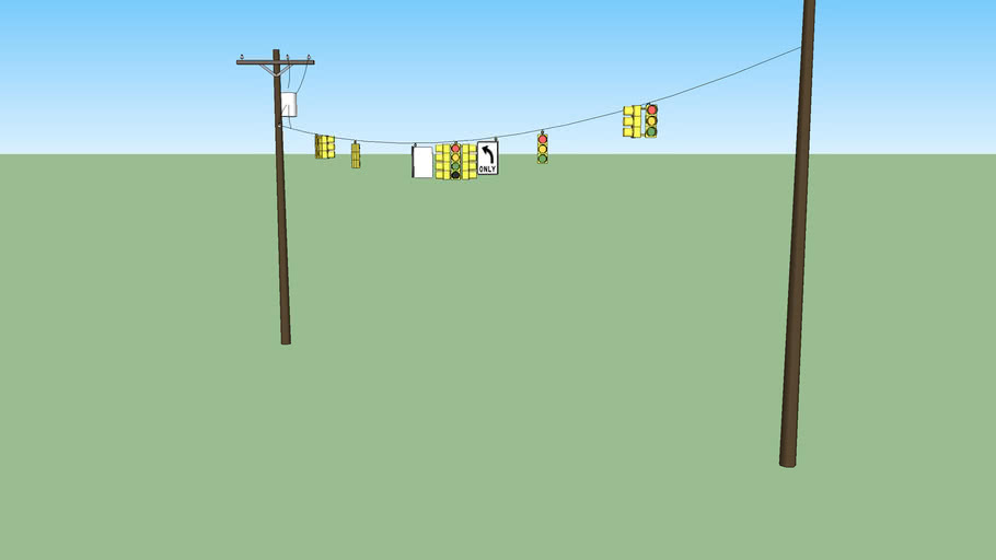 traffic light on wire with left turn 3D Warehouse