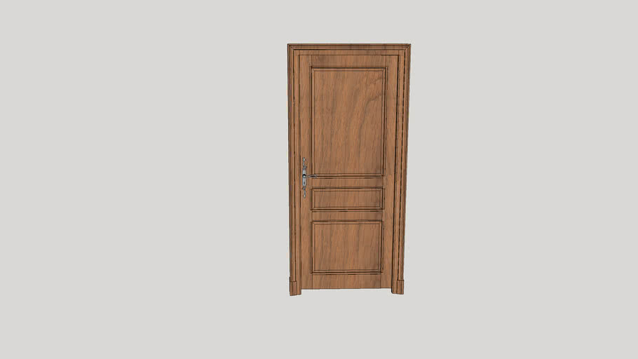 Porte en chene 80 x 200 x ep 4 cm poussant droit 3D