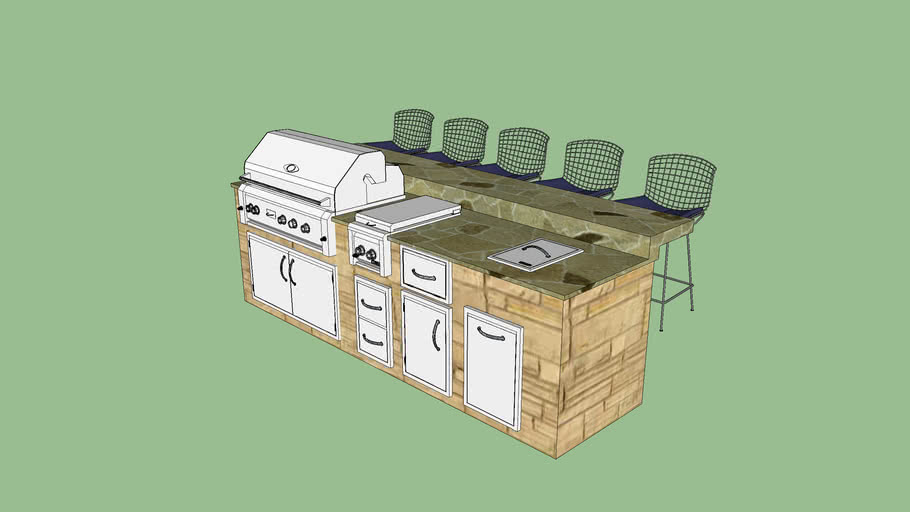 BBQ Counter with raised countertop 3D Warehouse