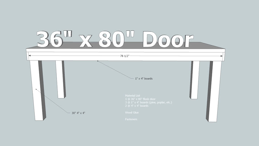 Amazon Door Desk Plan 3D Warehouse