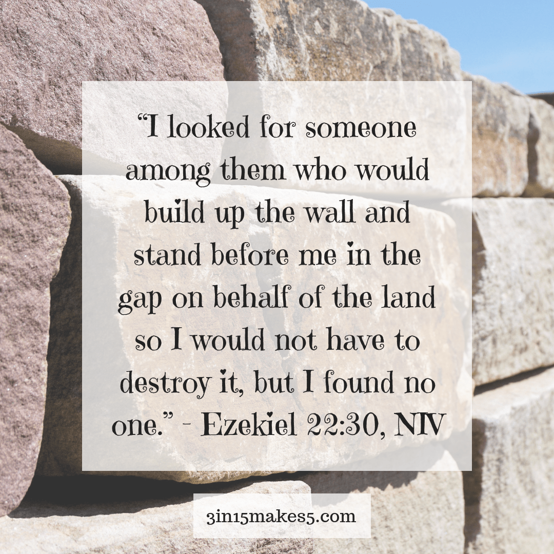 Standing in the Gap 3 in 15 makes 5