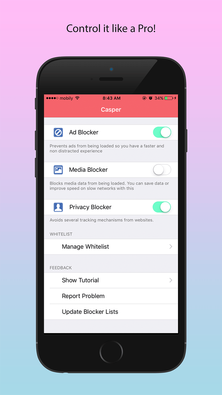 Casper antiads remove ads and media, super fast browsing