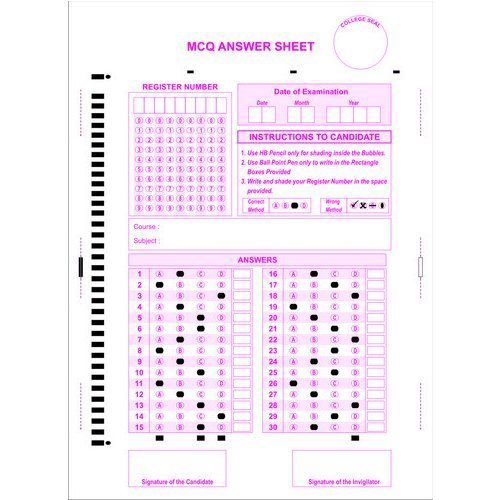 Sample Of OMR Sheet