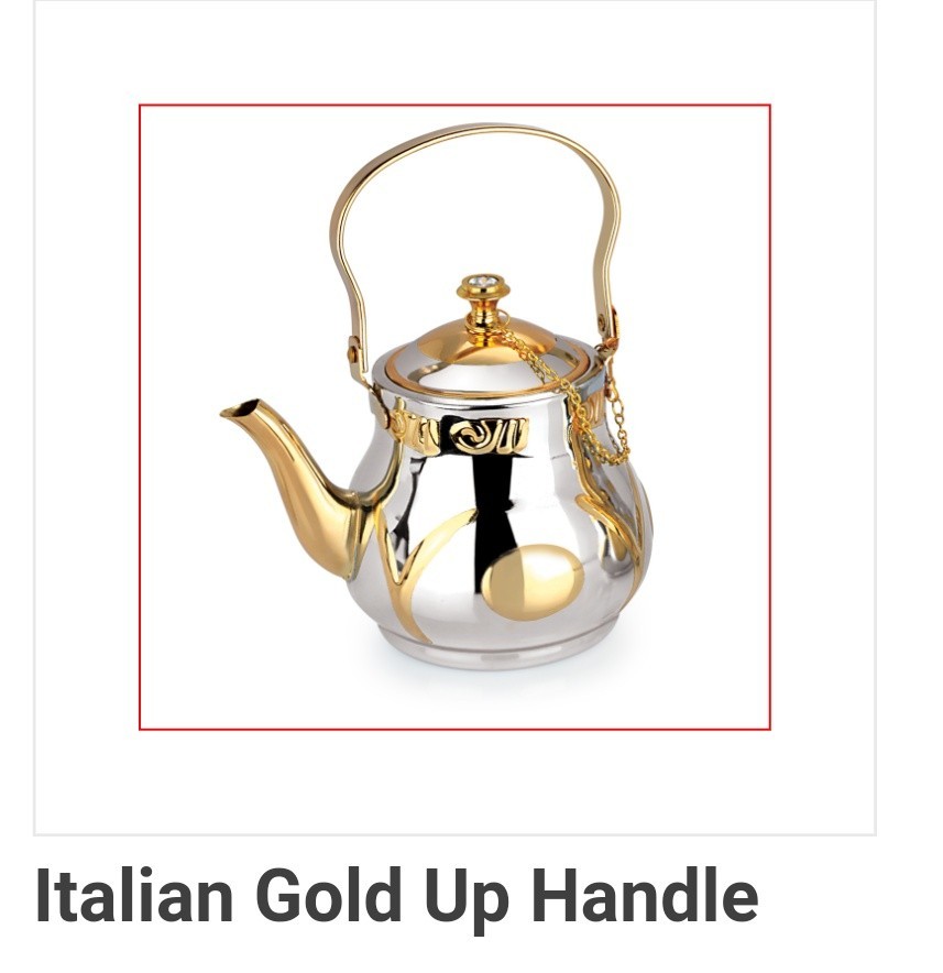 Dhara Stainless Steel Italian Gold Tea Kettle, Monica Metals ID
