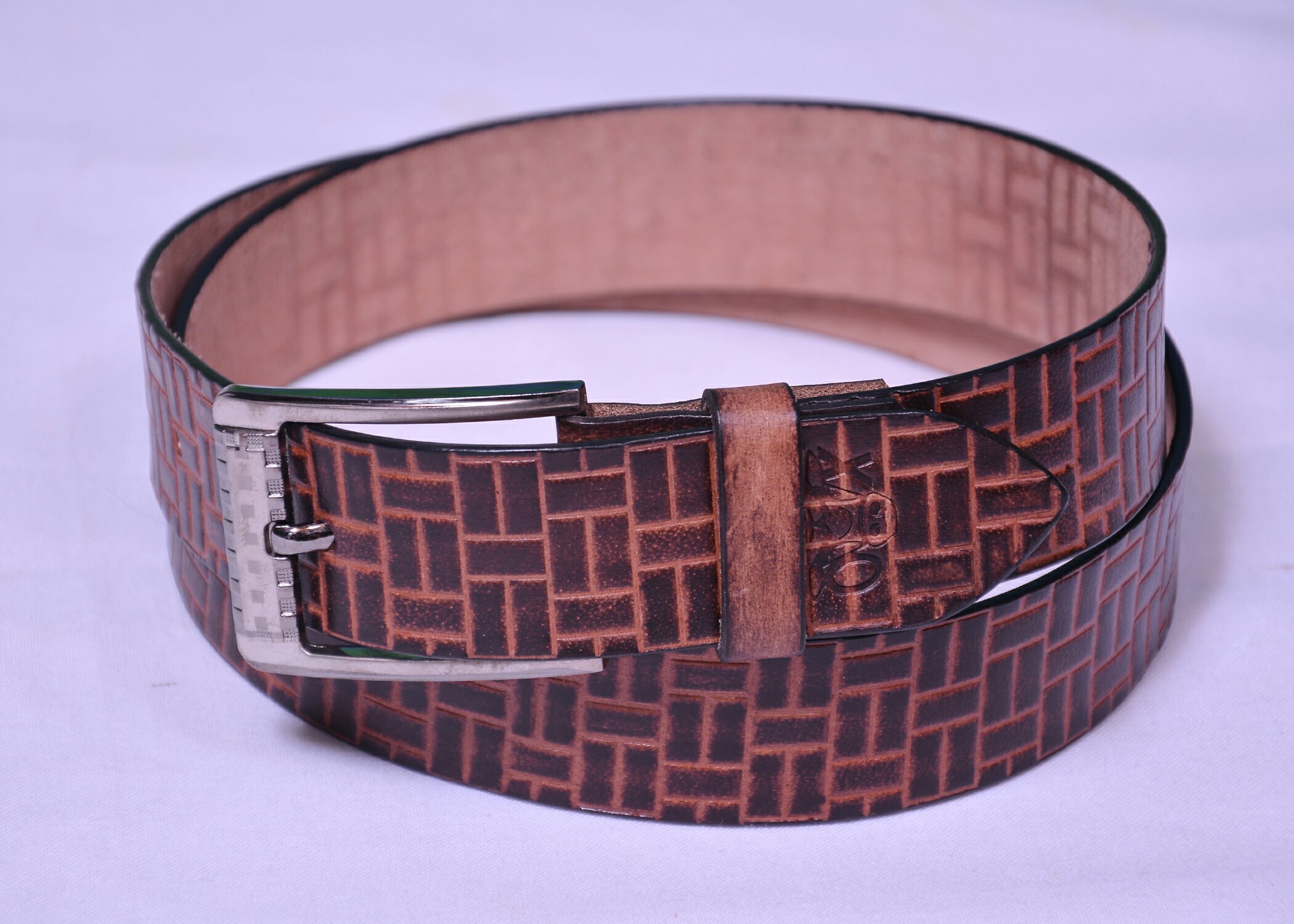 Brown Leather belt, Beaded Leather Belts, Woven Leather Belts, Brown