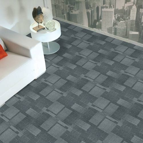 Blue And Grey Graphic Carpet Tile PP, 8 10 mm, Size Large, ID
