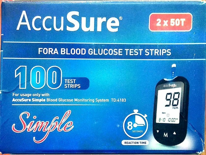 AccuSure Blood Glucose Test Strip AccuSure Simple Blood Glucose Test