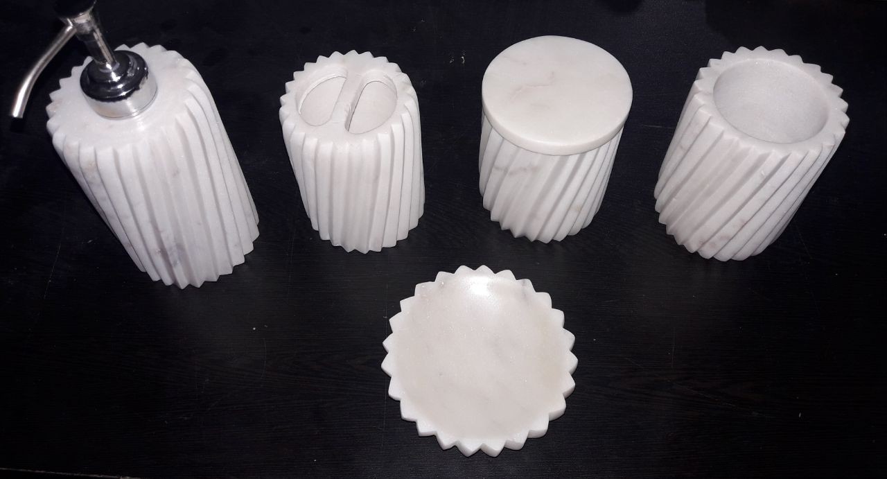 Marble White Handicraft Toilet Accessories, Rs 3000 /set Malvia Exports