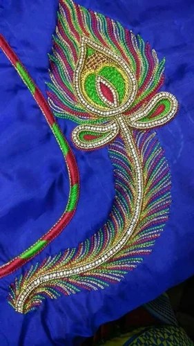 Cotton And Silk Peacock Feather Blouse Design Id 18243023630