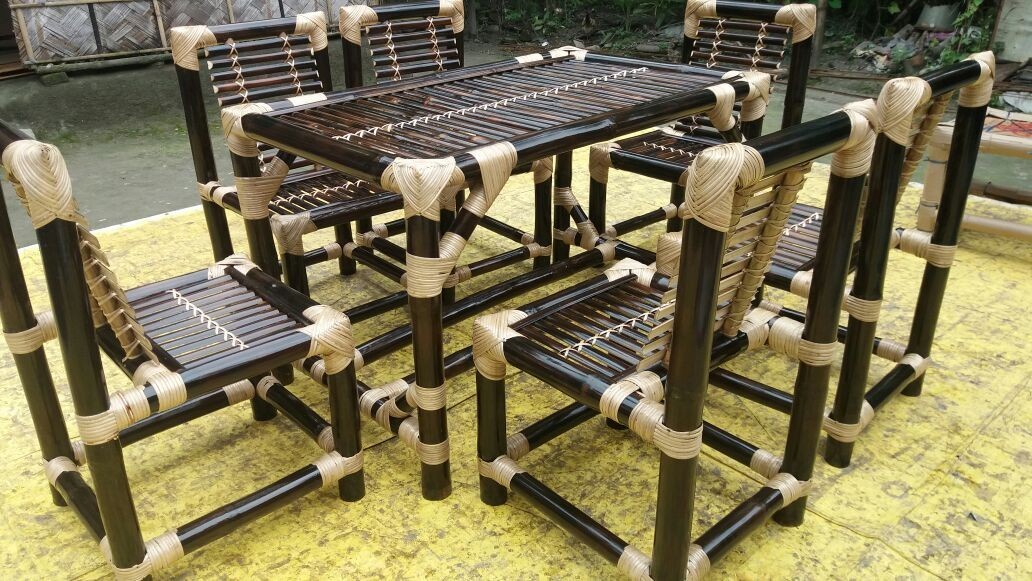 Brown Bamboo 6 Seater Dining Set, For And Restaurant, ID 14698195573